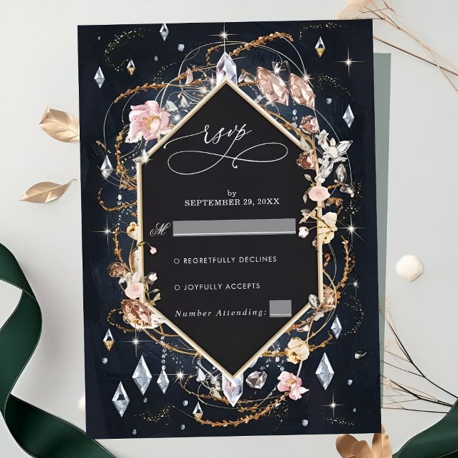 Black Diamond Decorated Luxury Bröllop OSA Kort (Skapare uppladdad)