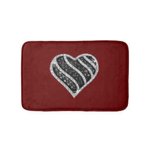 Black Diamond Heart Bath Mat Badrumsmatta