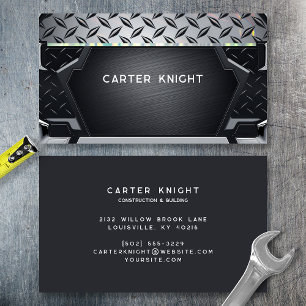 Black Diamond Plate Metall Industrial Professionel Visitkort