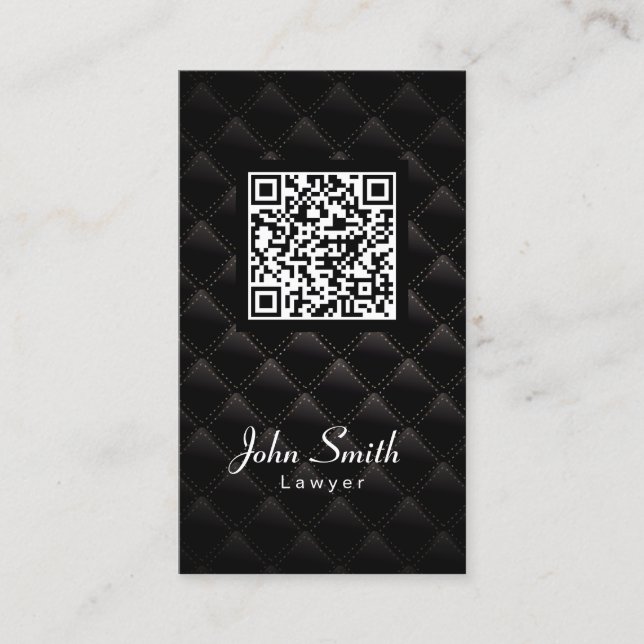 Black Diamond Quilt QR Code Lawyer Visitkort (Framsida)