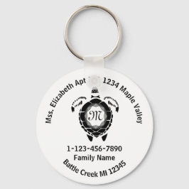 Black Diamond Sea Turtle Borttappad Family Adress Nyckelring