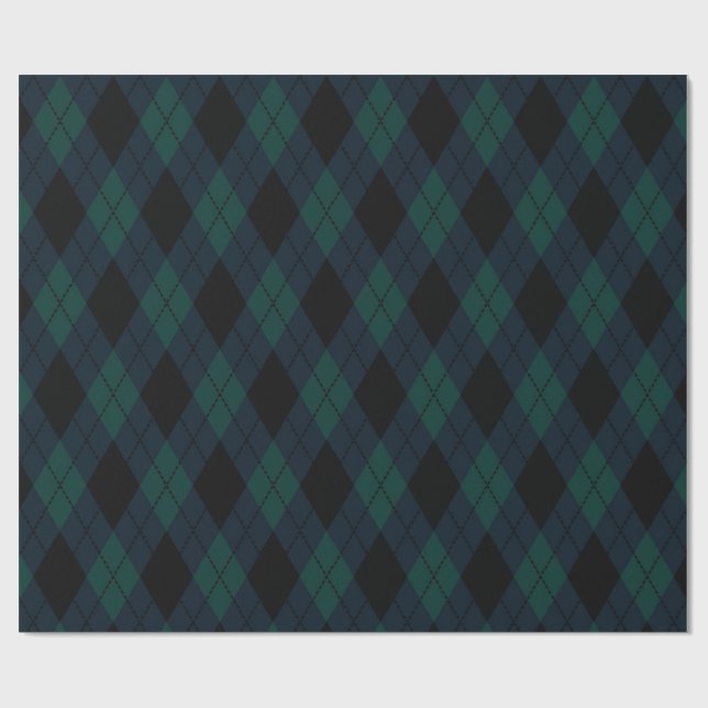 Black Diamond Tartan Wrapping Papper Presentpapper (Platt)