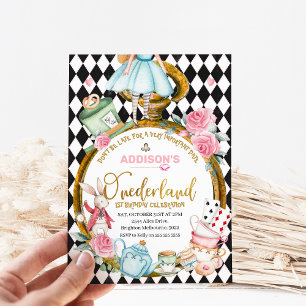 Black Diamond Watch Alice i Onederland Birthday Inbjudningar