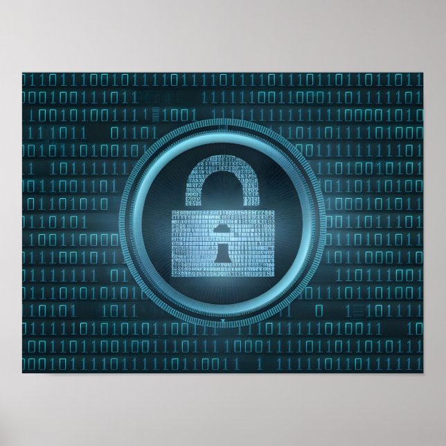 Black Digital Binary Data på Computer Skärm Poster (Framsidan)