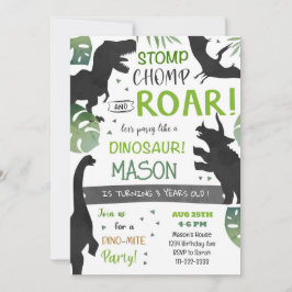 Black Dinosaurs Födelsedagsfest inbjudan