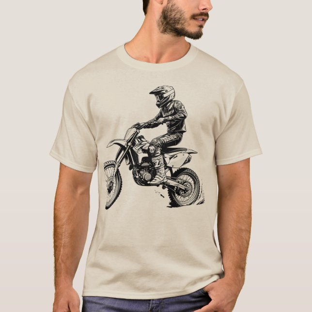 Bläck Dirt Bike Rider T Shirt (Framsida)