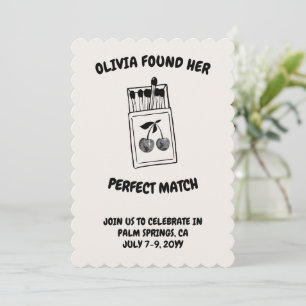 Black Disco Cherry Perfekt Match Bachelorette Inbjudningar