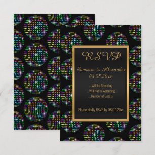 Black Disco Theme DISCOBALL OSA Inbjudningar