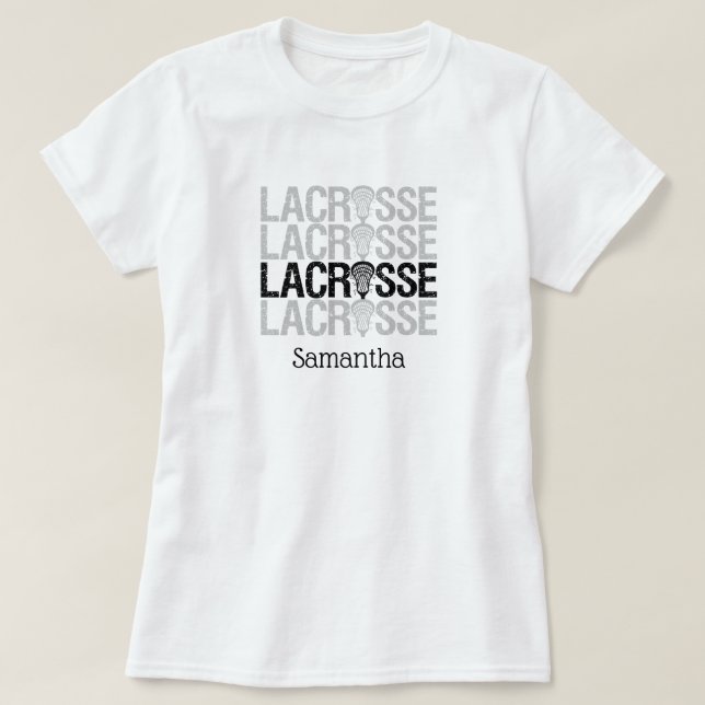 Black Distress Lacrosse Ord T Shirt (Design framsida)
