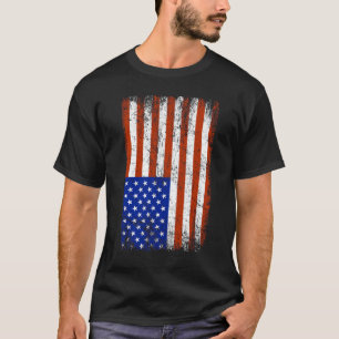 Black Distress Lodrät American Flagga Shirt T