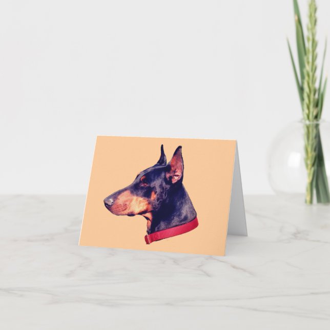Black Doberman Ansikte Anpassade Note Card Kort (Framsida)