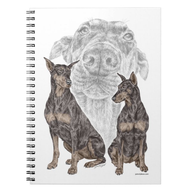 Black Doberman Hundar Anteckningsbok Med Spiral (Framsidan)
