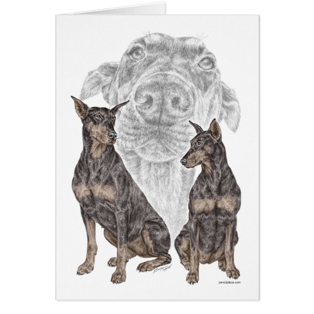 Black Doberman Hundar Hälsningskort (Framsidan)