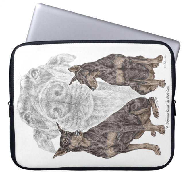 Black Doberman Hundar Laptop Sleeve (Framsidan)