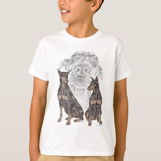Black Doberman Hundar Tee Shirt (Framsida)