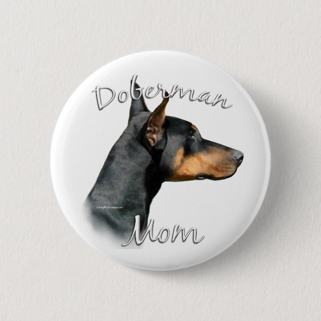 Black Doberman Mamma - Button Knapp (Framsida)