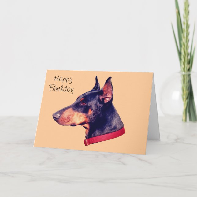 Black Doberman Pinscher Anpassade Birthday Card Kort (Framsida)
