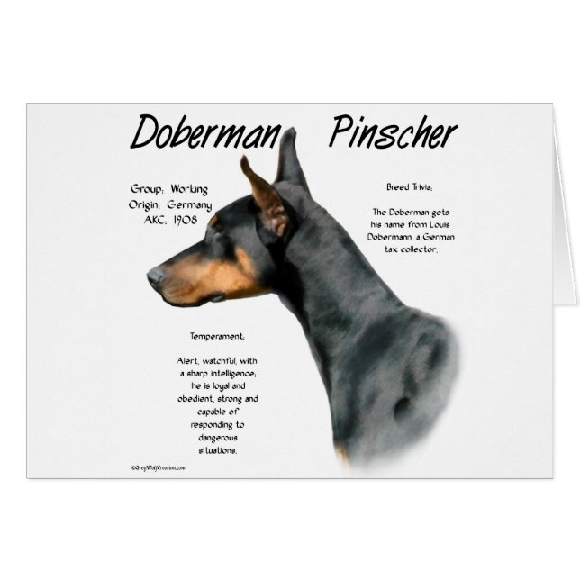 Black Doberman Pinscher History Hälsningskort (Framsidan Horizontal)