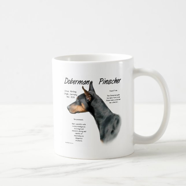 Black Doberman Pinscher History Kaffemugg (Höger)