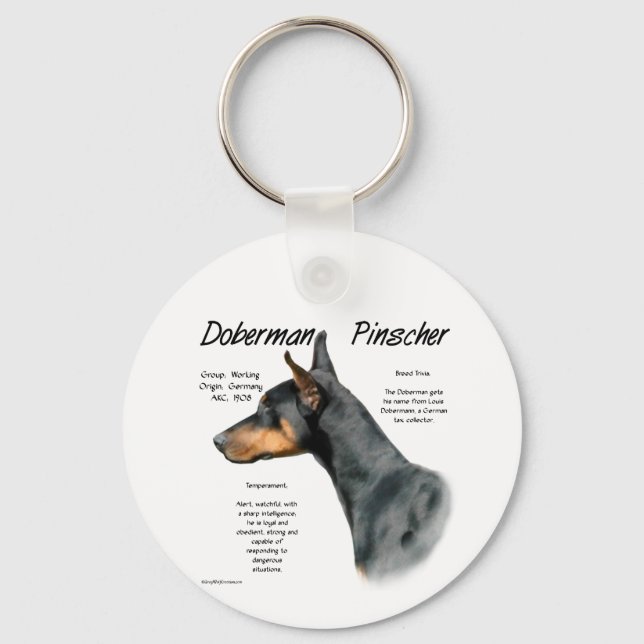 Black Doberman Pinscher History Nyckelring (Framsida)