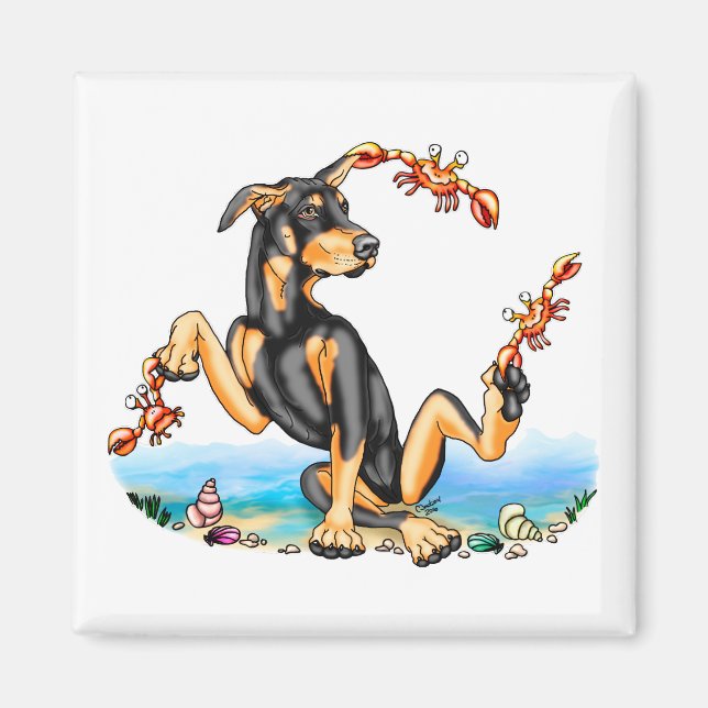 Black Doberman Pinscher Kinda Crabby Magnet (Framsidan)