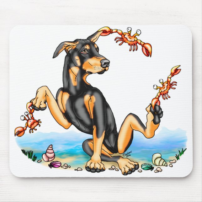 Black Doberman Pinscher Kinda Crabby Mouse Pad Musmatta (Framsidan)