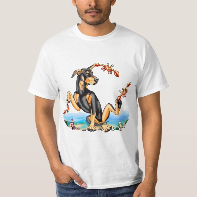 Black Doberman Pinscher Kinda Crabby Tee Shirts (Framsida)