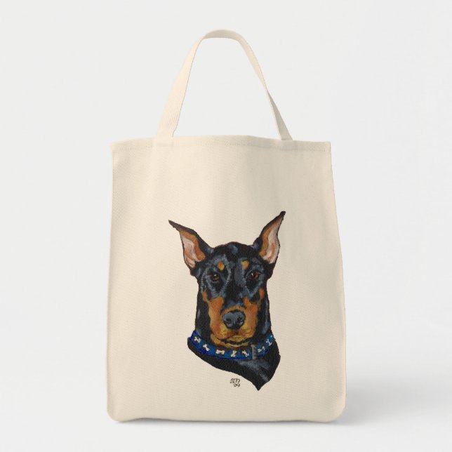 Black Doberman Pinscher Tygkasse (Framsidan)