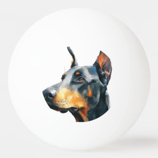 Black doberman watercolor portrait pingisboll