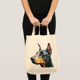 Black doberman watercolor portrait tygkasse