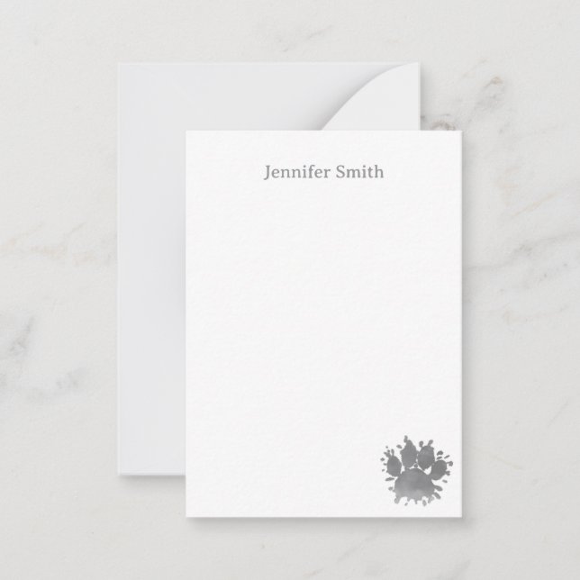 Black Dog Paw Watercolor Personalized Stationery  Anteckningskort (Framsida)