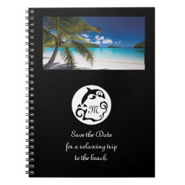 Black Dolphin Silhouette Monogram Photo Anteckningsbok