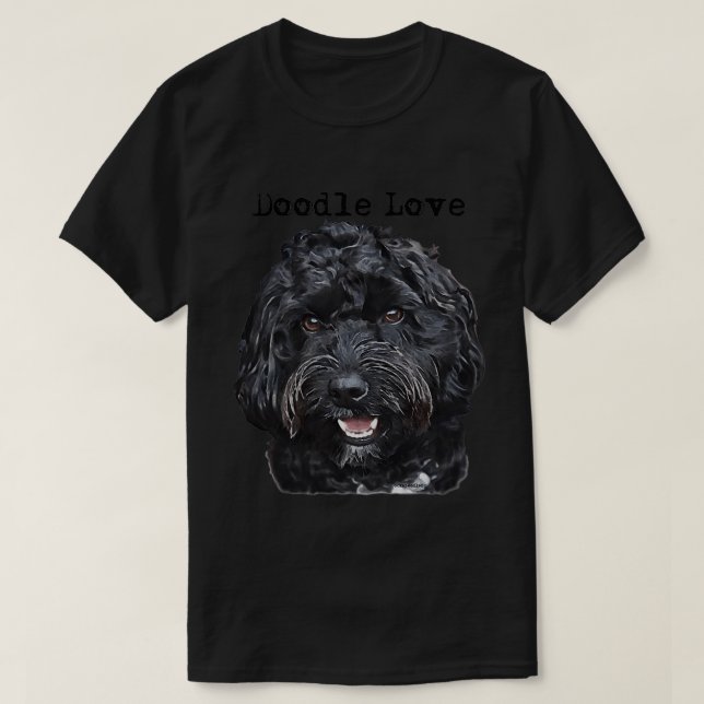 Black Doodle Hund 1  T Shirt (Design framsida)