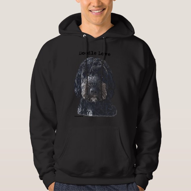 Black Doodle Hund Hoodie (Framsida)