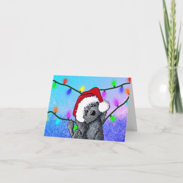 Black Doodle Hund-julkort Helgkort (Framsida)