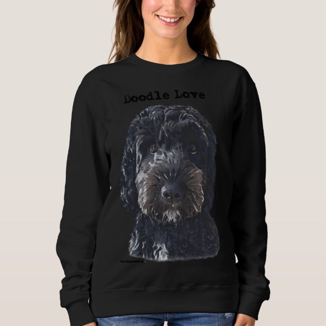 Black Doodle Hund T Shirt (Framsida)