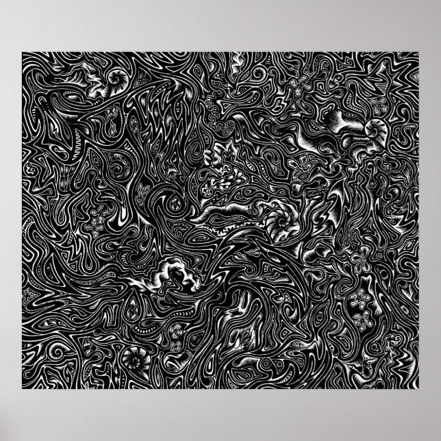 "Black Doodle" Original Fine Art Teckning Poster (Framsidan)