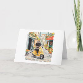 Black Doodle Riding Scooter European City Streets Kort