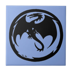 Black Dragon Blue - liten panel Kakelplatta