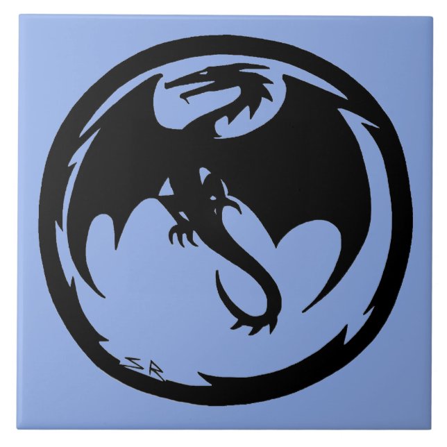 Black Dragon Blue - stor panel Kakelplatta (Framsidan)