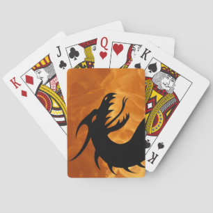Black Dragon Breathing Fire Flame Casinokort