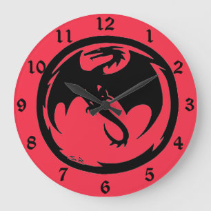 Black Dragon coral wall klocka med nummer