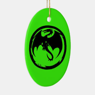 Black Dragon Grönt Keramic ornament