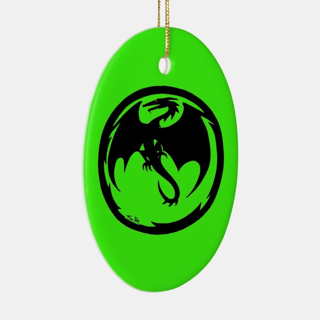 Black Dragon Grönt Keramic ornament (Höger)