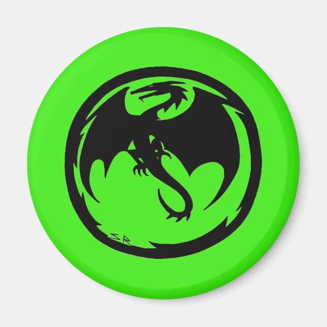 Black Dragon Grönt magnet (Framsidan)