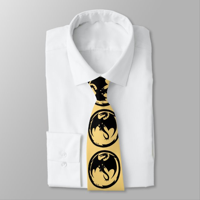 Black Dragon Guld necktie Slips (Bunden)