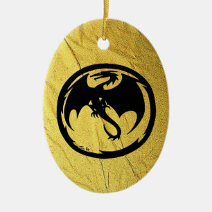 Black Dragon Guld Vein keramisk ornament