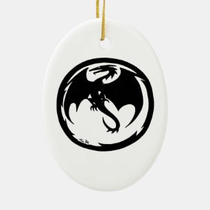 Black Dragon keramisk prydnadsföremål Julgransprydnad Keramik