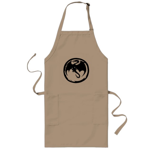 Black Dragon Long Khaki-kokock apron Långt Förkläde (Framsidan)