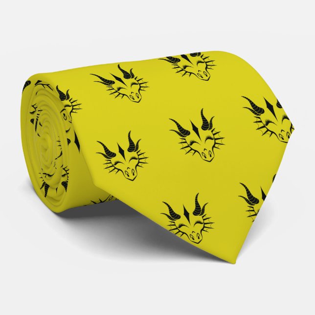 Black Dragon med ögonbryn upphöjda Neck Tie Slips (Rullad)